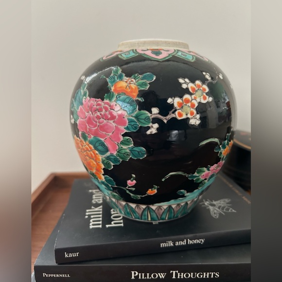 1950 Vintage Japanese Marked Enamel Ginger Jar Vase - Picture 4 of 6